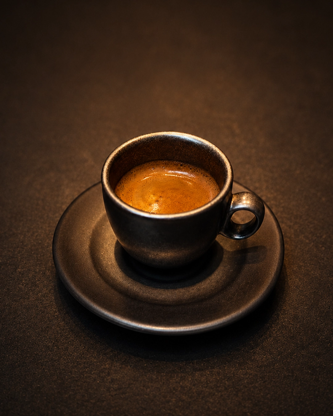 Espresso de Mattiz Café-Bar servido en taza negra